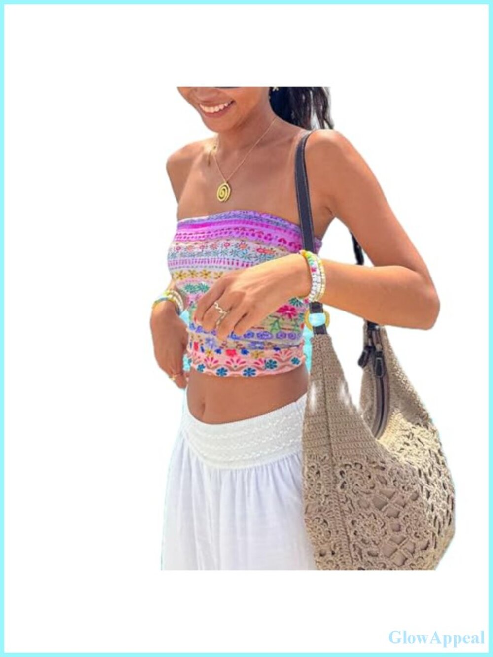 Y2K Tie Dye Tube Top Floral Bandeau Crop Top Boho Cami Top Women's